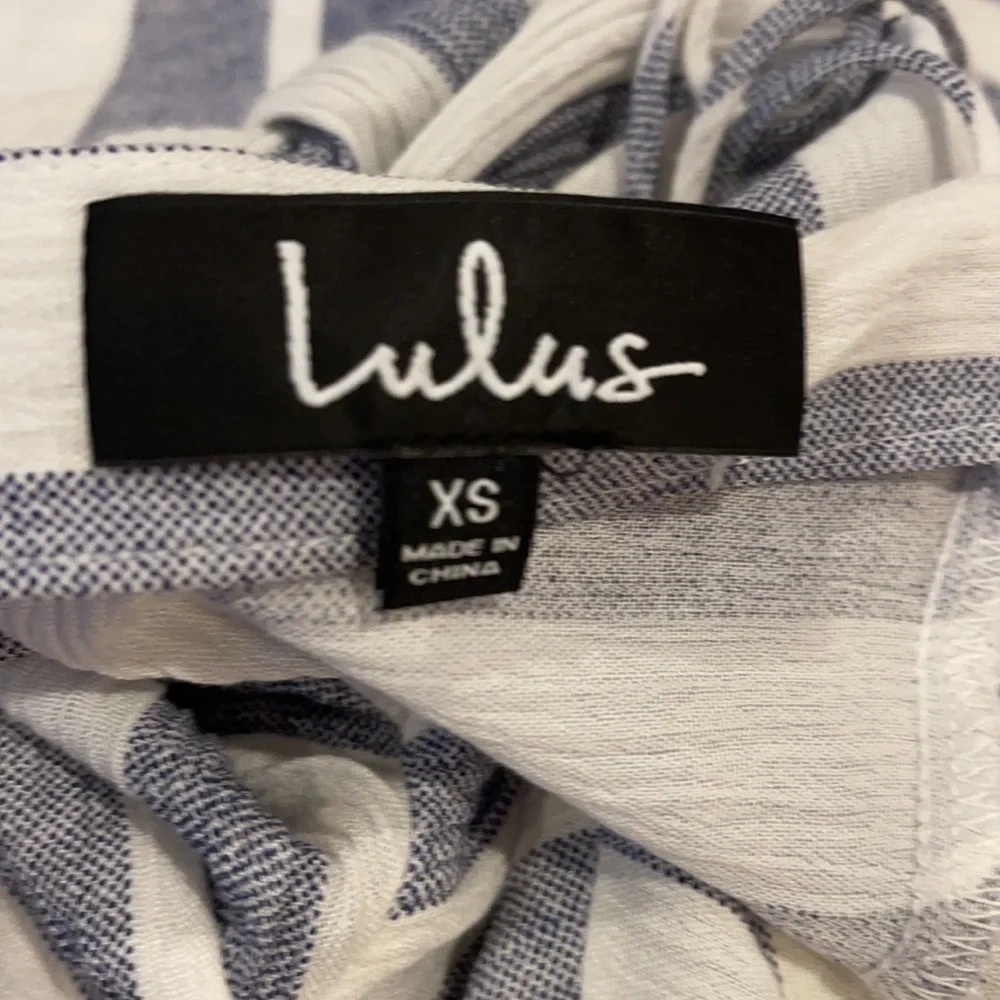 Lulu’s Pier of Influence Blue White Striped Midi Dress Guaze Open Back-XS - Picture 9 of 11